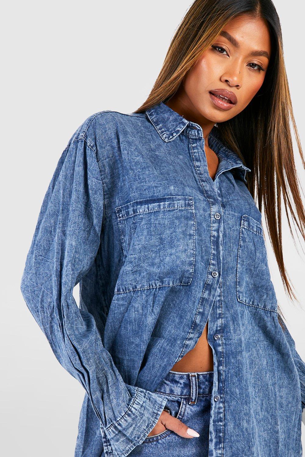 Oversized denim deals shirt womens